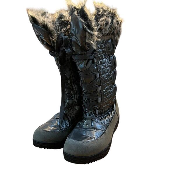 Ladies Size 7.5 Flexus by Spring Step Fur Lined Silver Boots Rain Snow Calf NWT - Picture 4 of 9